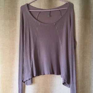 Mona B Mauve Taupe Cropped Thermal Yoga Cover
